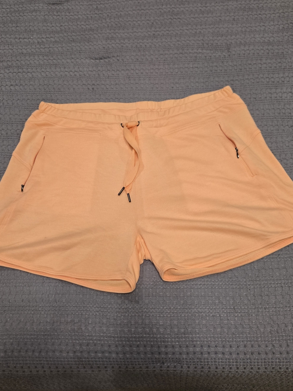 Freely Women's Peach Coral Athletic Drawstring Shorts with Zipper Pockets XL